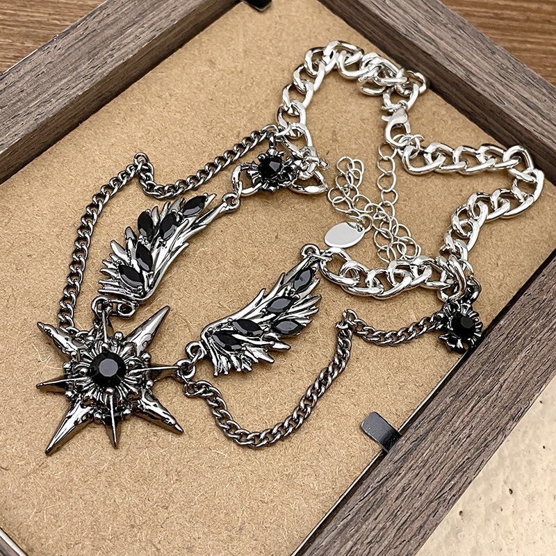 Stellar Wings S925 Sterling Silver Two-Tone Layered Necklace A Bold Statement at Your Neck