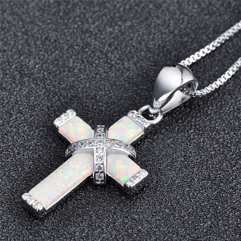 Sacred Opal Crystal Cross Necklace