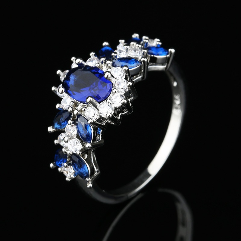 Blossom Whisper S925 Sterling Silver Two-Tone Flower Cluster Gem Ring