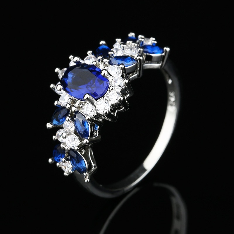 Blossom Whisper S925 Sterling Silver Two-Tone Flower Cluster Gem Ring