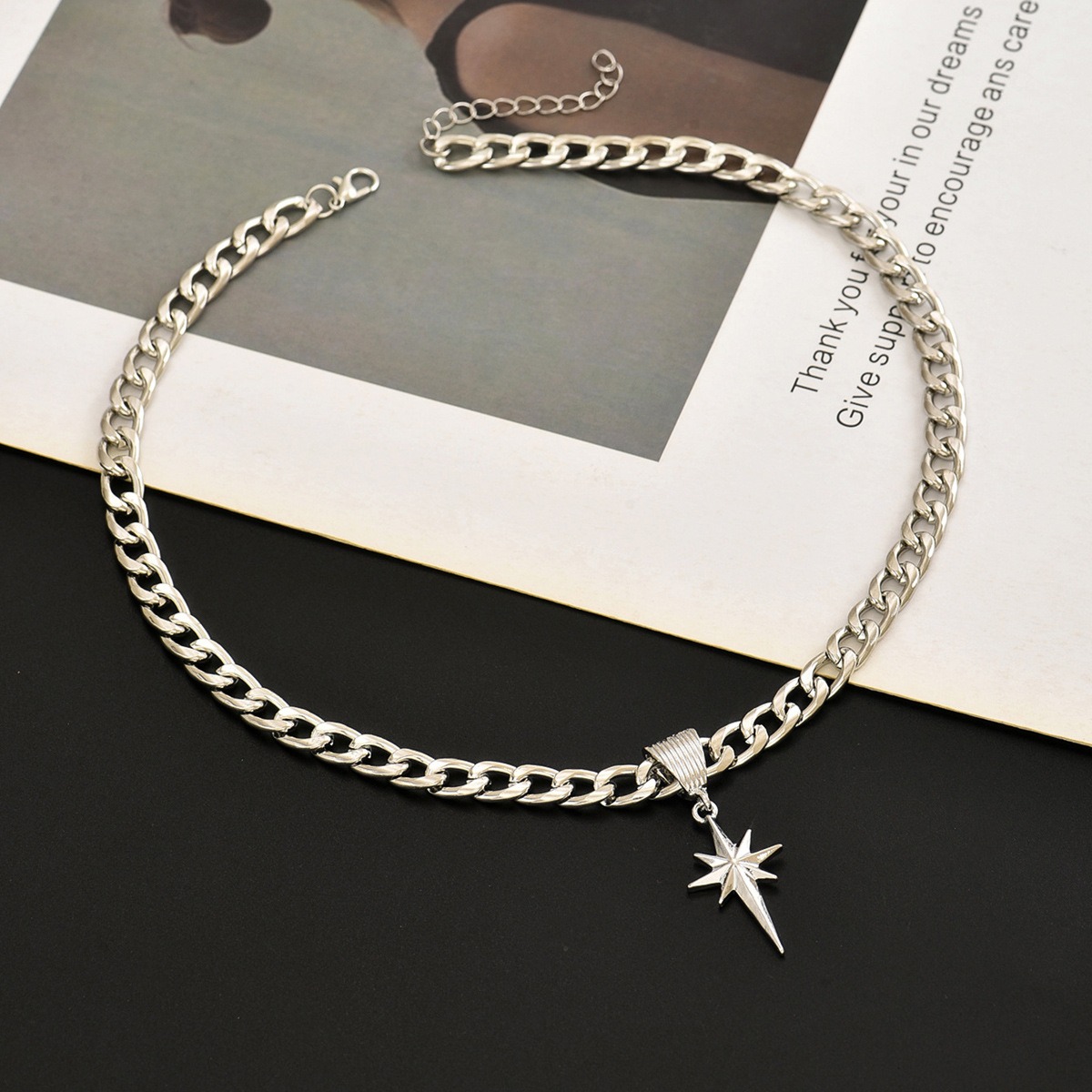 Starlight Guidance Two-Tone Cuban Link Starburst Necklace