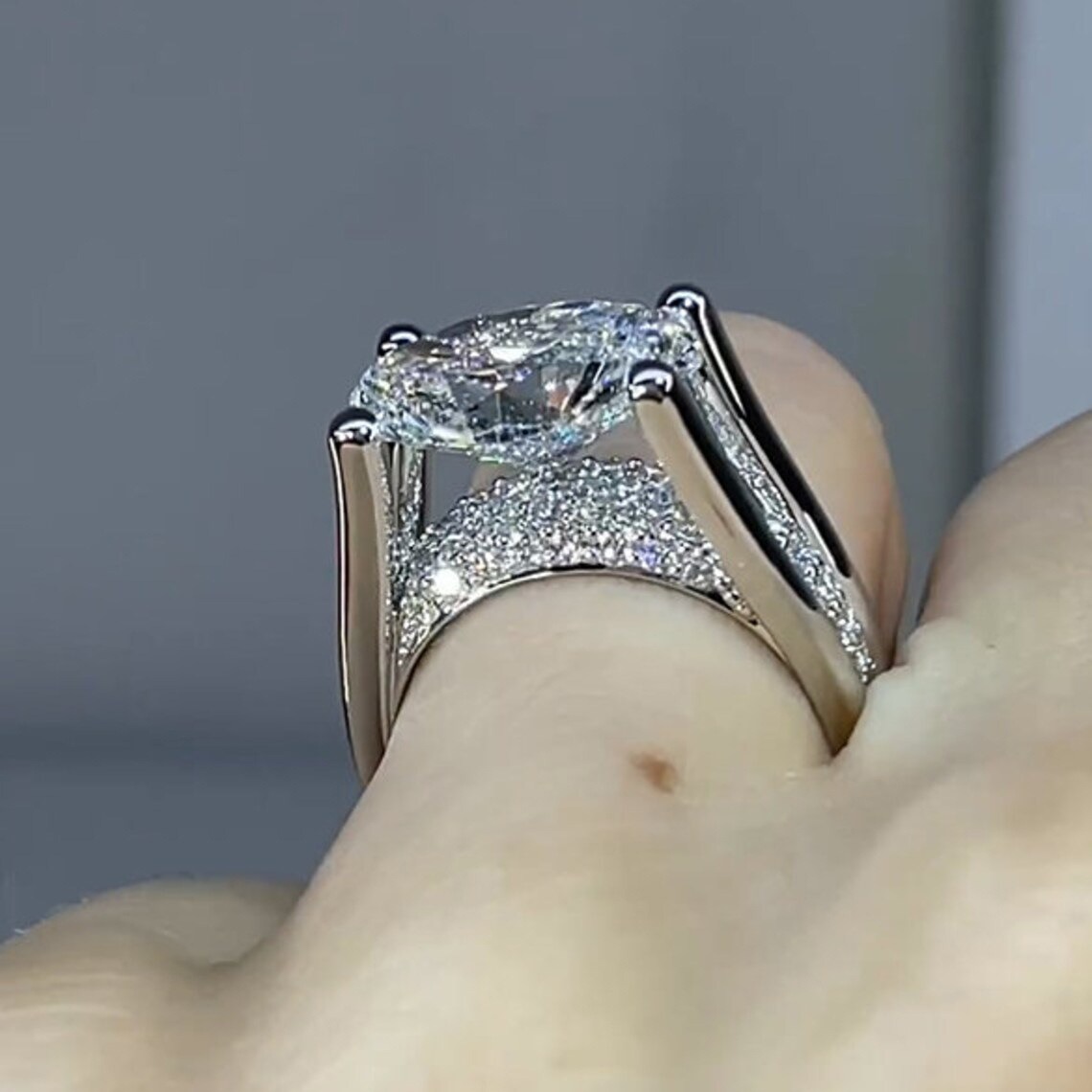 Oval Brilliance Platinum Four-Prong Oval Diamond Ring