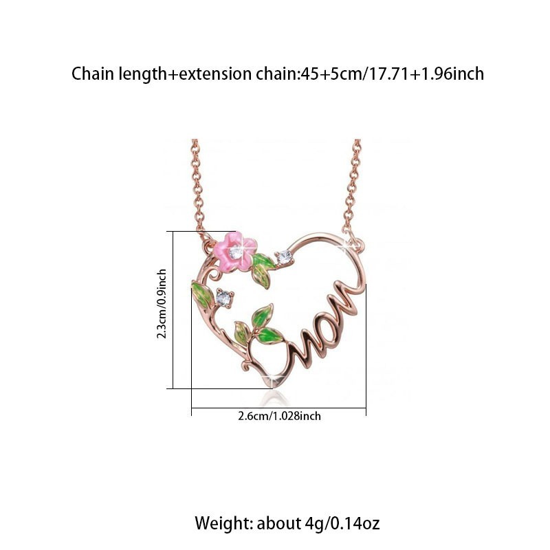 Heart & Bloom S925 Rose Gold-Plated Mom Heart Floral Enamel Necklace