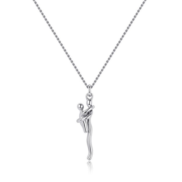 Eternal Embrace Two-Tone Hug Motif Mother's Day Necklace