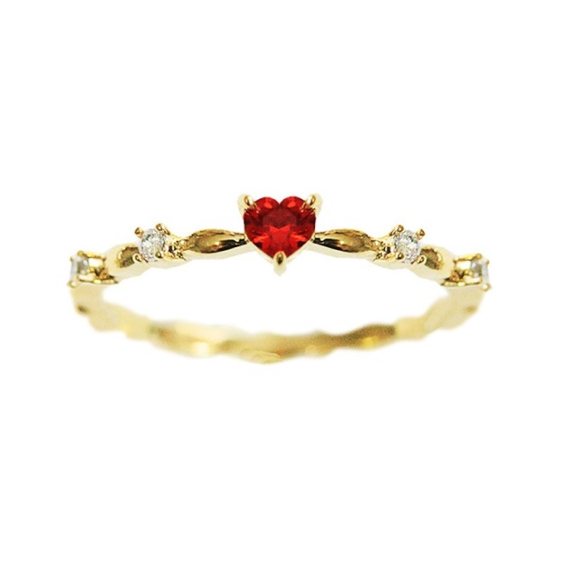 Heartbeat Signal Two-Tone Heart Zircon Thin Band Ring