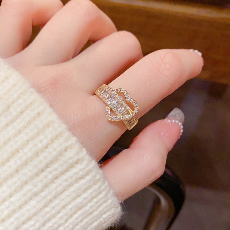 Heart Desire Two-Tone Hollow Heart Baguette Ring