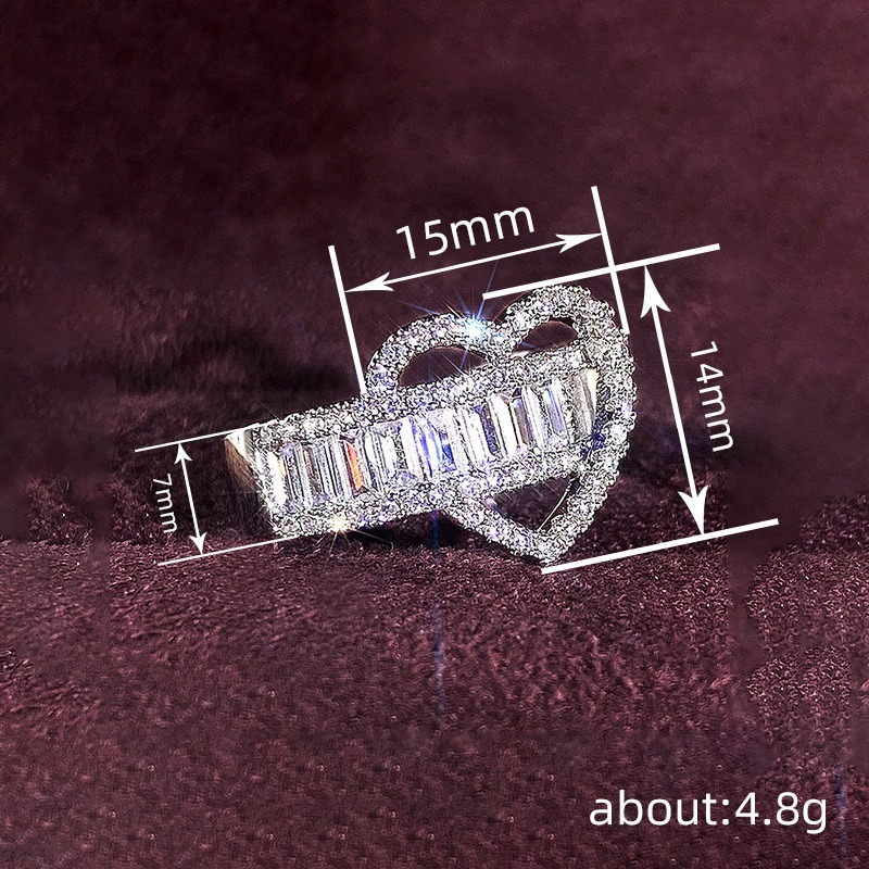 Heart Desire Two-Tone Hollow Heart Baguette Ring