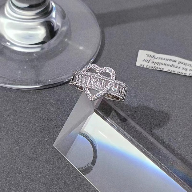 Heart Desire Two-Tone Hollow Heart Baguette Ring