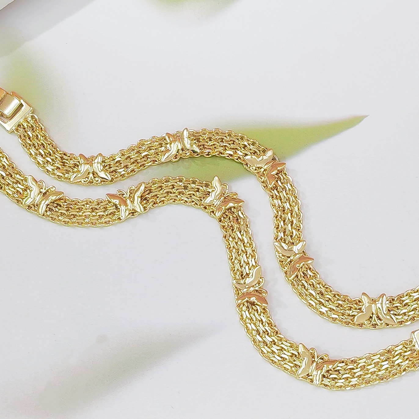 Butterfly Glow 18K Gold White Gold Multi-Layer Woven Bracelet