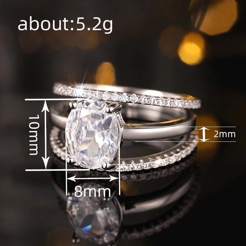 Eternal Layer Two-Tone Oval Diamond Stacked Ring