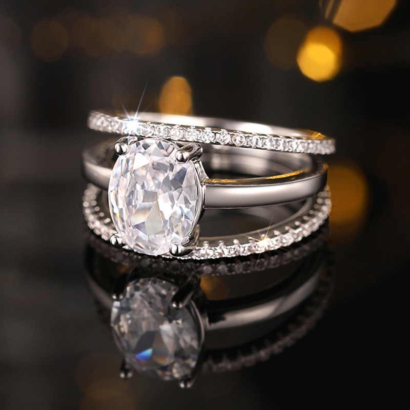 Eternal Layer Two-Tone Oval Diamond Stacked Ring