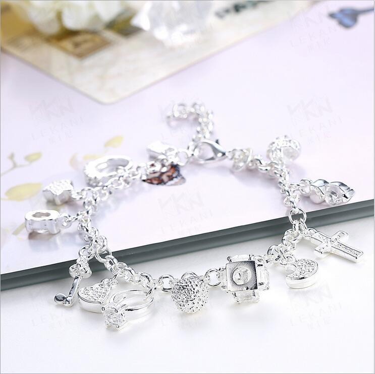 Wish Collection S925 Sterling Silver 12 Charm Bracelet