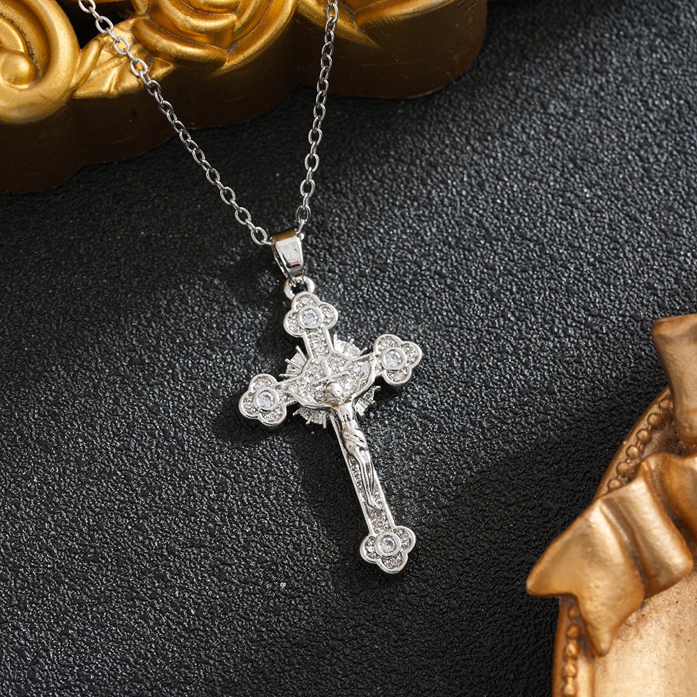 Sacred Heart Redemption Two-Tone Jesus Cross Necklace