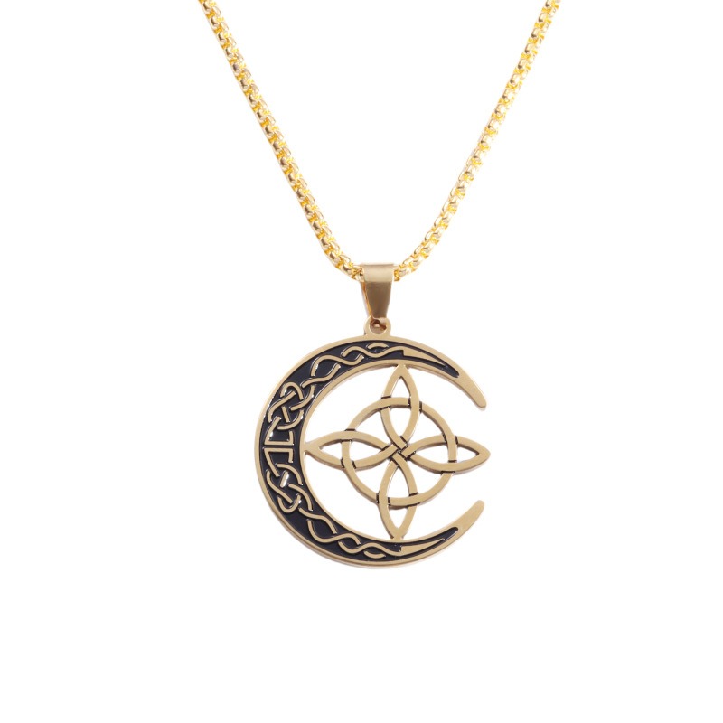 Celtic Knot Moon Hollow Necklace - S925 Silver Plated Gold/Silver Dual-Color Niche Light Luxury Pendant European