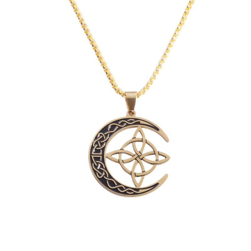 Celtic Knot Moon Hollow Necklace - S925 Silver Plated Gold/Silver Dual-Color Niche Light Luxury Pendant European