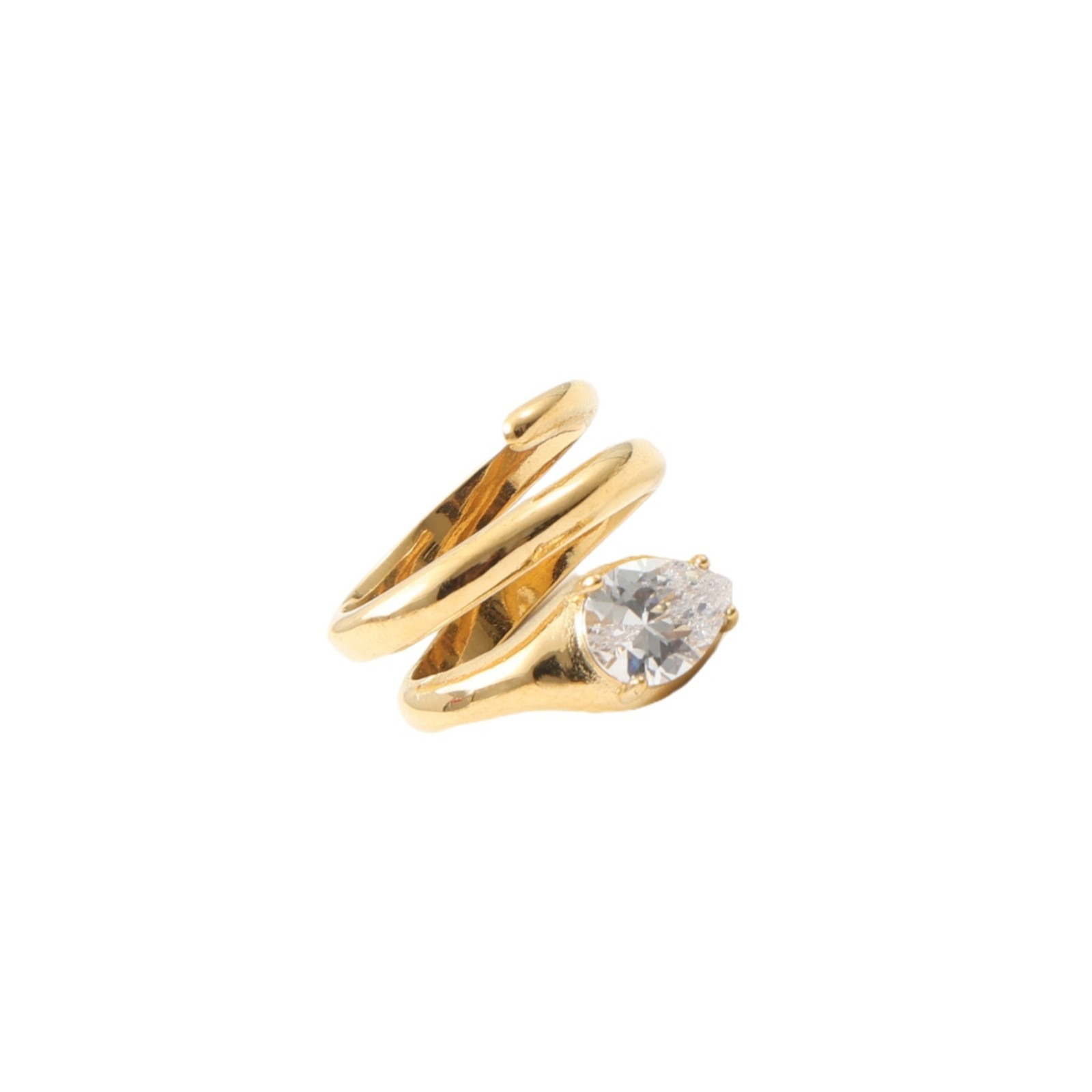 「Serpent Sparkle」Pear Cut Wrap Snake Ring