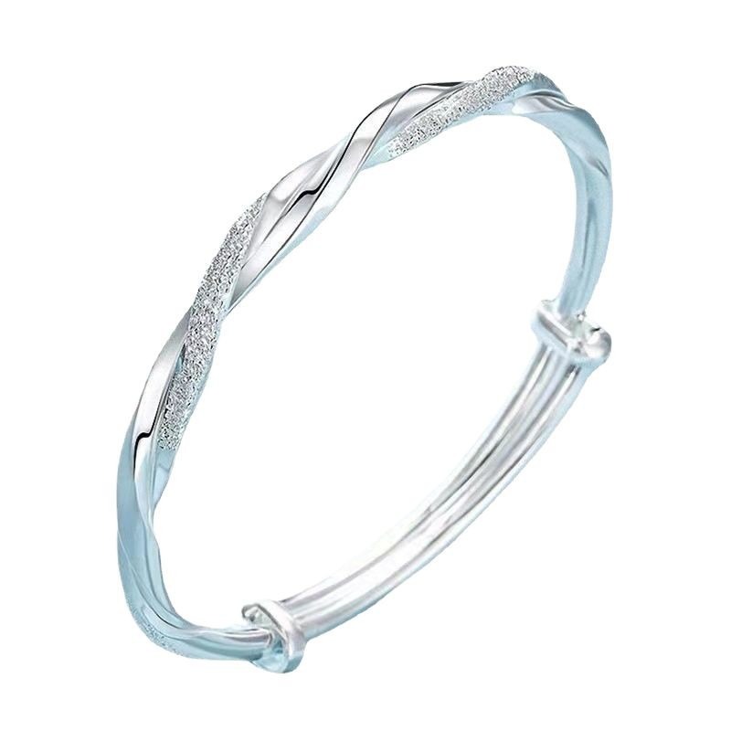 Infinite Eternity S925 Sterling Silver Frosted Mobius Strip Bracelet