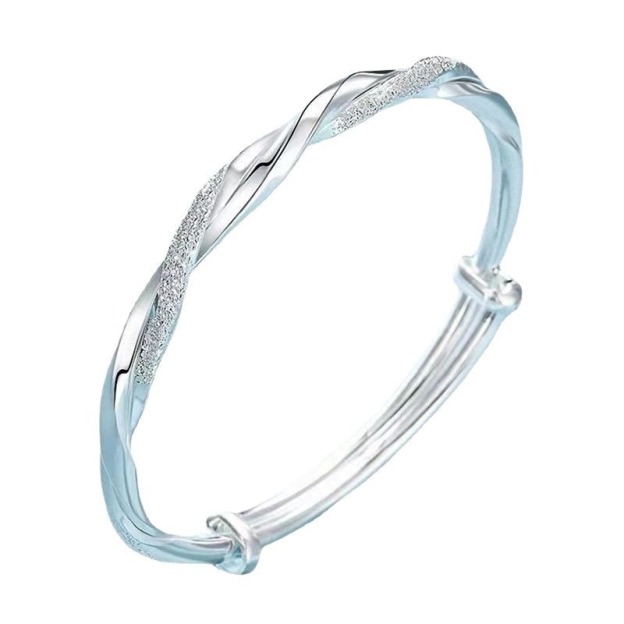Infinite Eternity S925 Sterling Silver Frosted Mobius Strip Bracelet