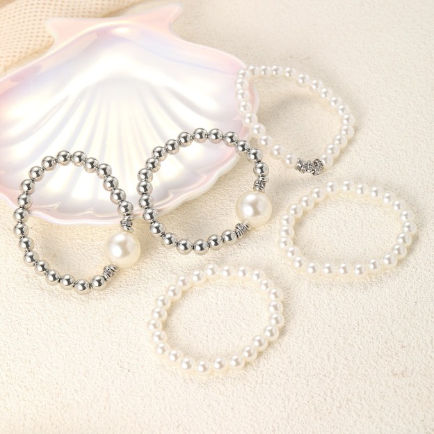 5-Piece French Style Pearl Bracelet Set