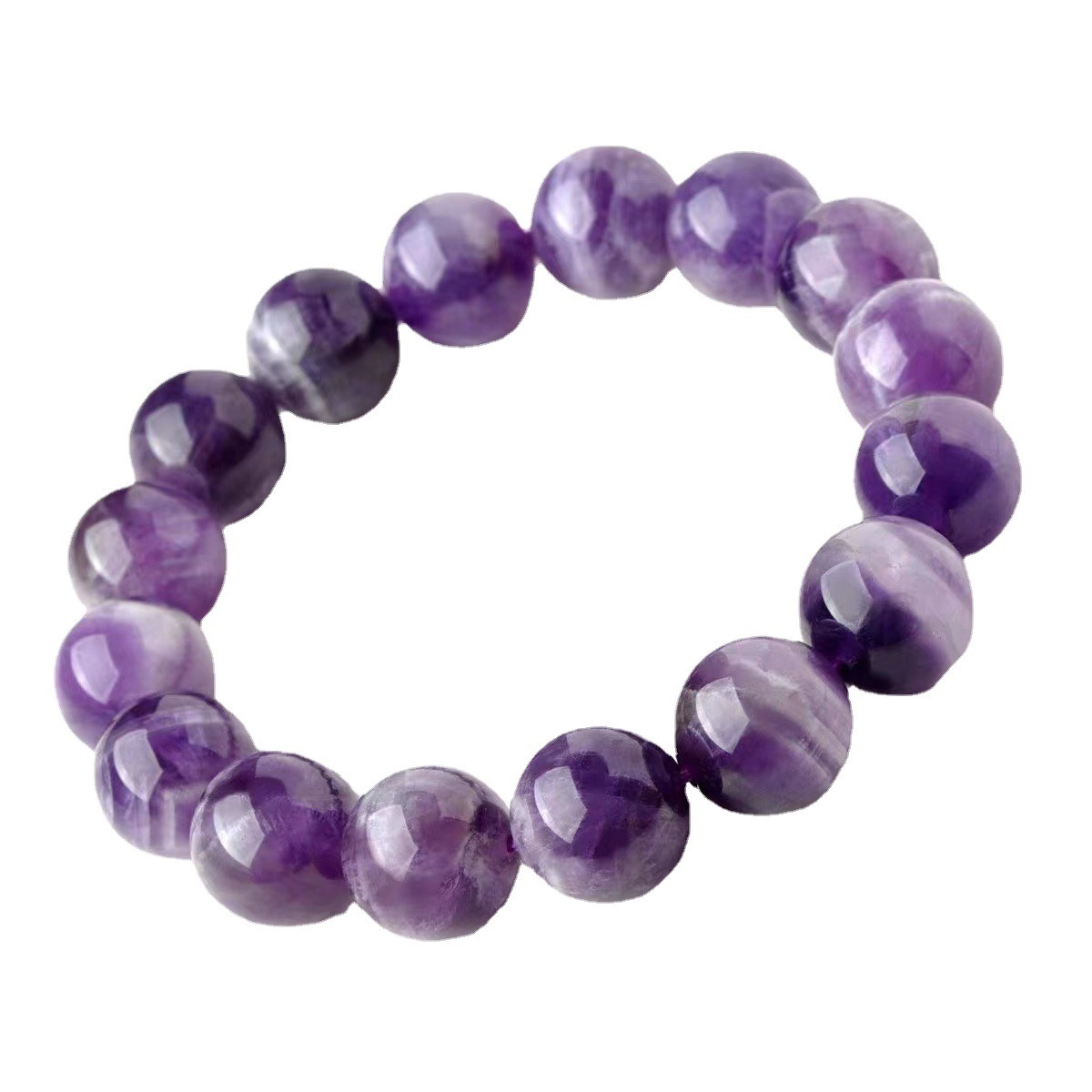 Natural Uruguay Amethyst Round Bead Bracelet