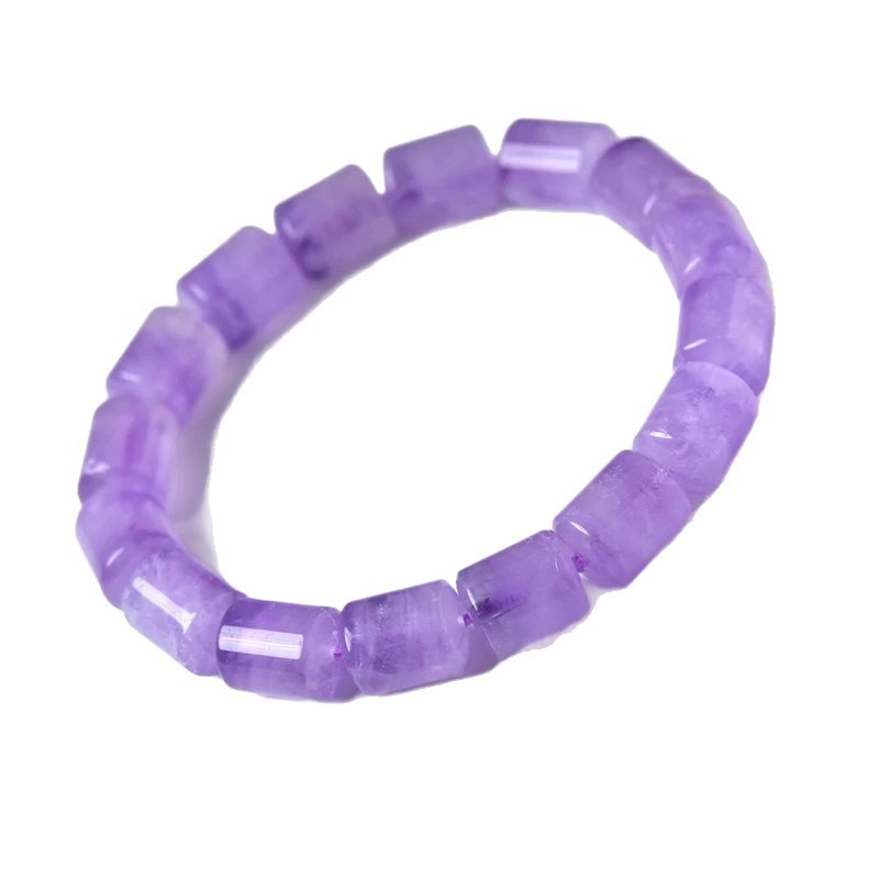 Natural Lavender Amethyst Barrel Bead Bracelet 