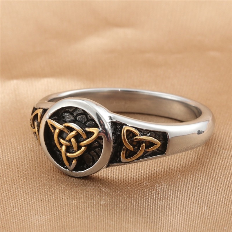 S925 Sterling Silver Vintage Oxidized Celtic Triquetra Signet Ring