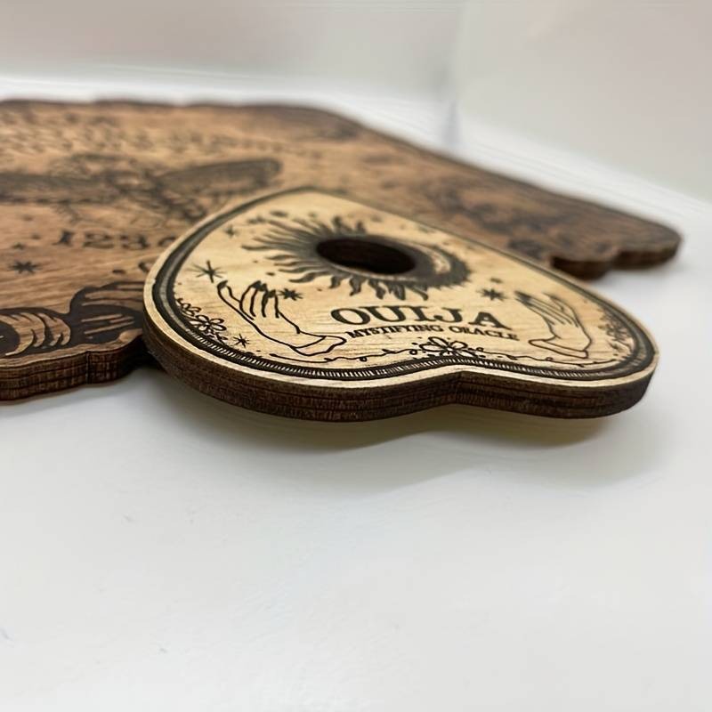 Laser-Engraved Wooden Ouija Board with Planchette Set