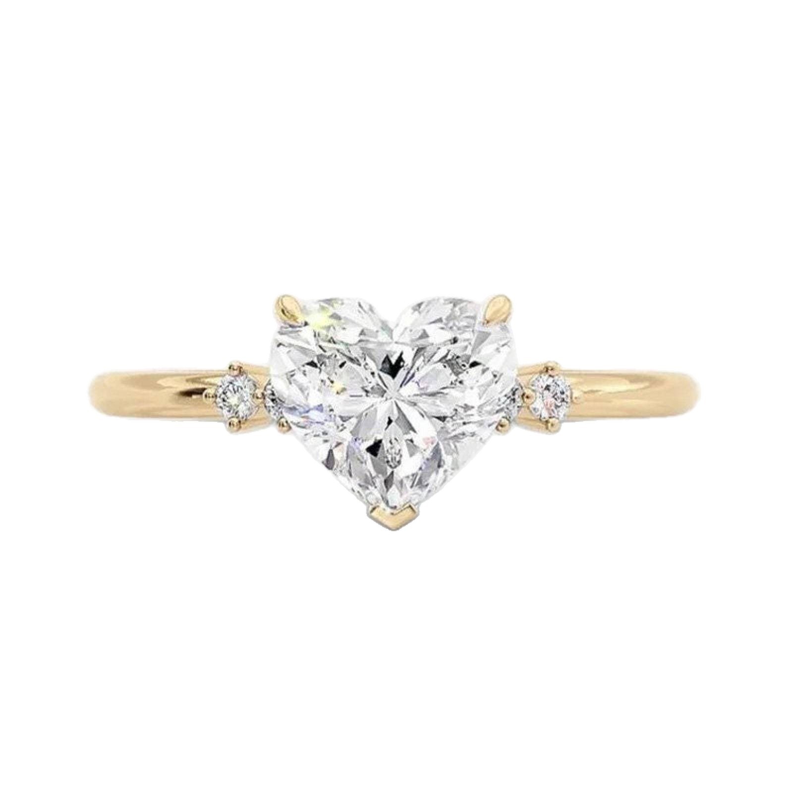 18K Gold Heart Cut Moissanite Ring