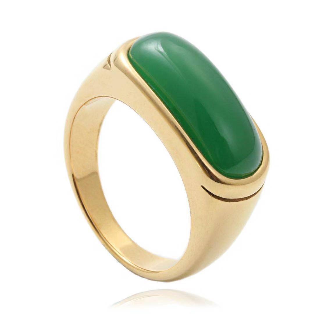 Vintage Green Cat's Eye Saddle Ring