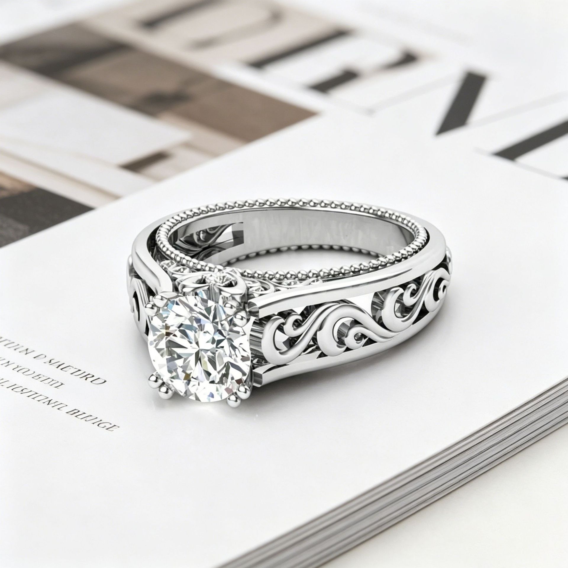Sterling Silver Victorian Vintage Filigree Scroll Ring