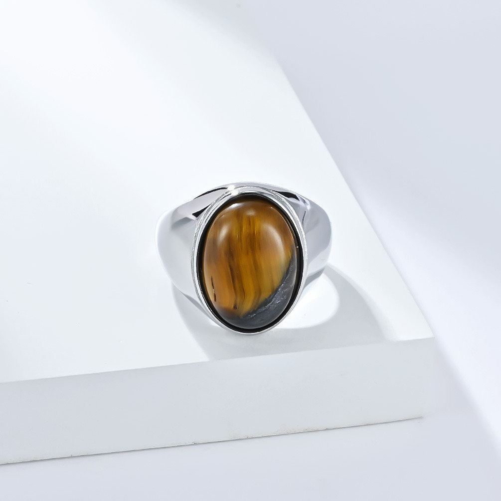 Vintage Oval Cabochon Natural Stone Signet Ring