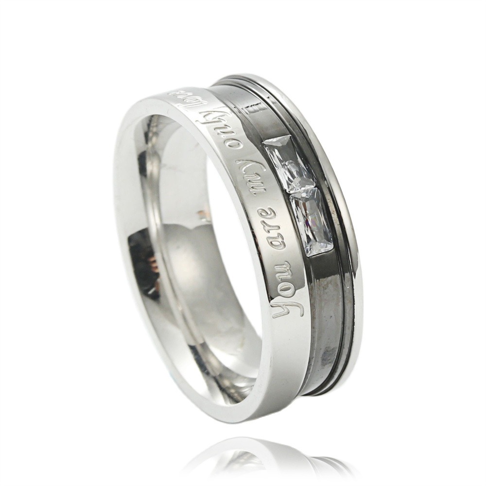 316L Stainless Steel Couple Engraved Ring Set