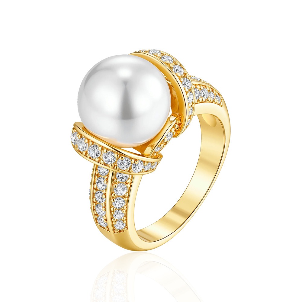 18K Gold Wrapped Lustrous Pearl Ring