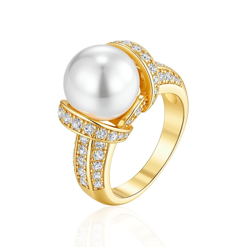 18K Gold Wrapped Lustrous Pearl Ring