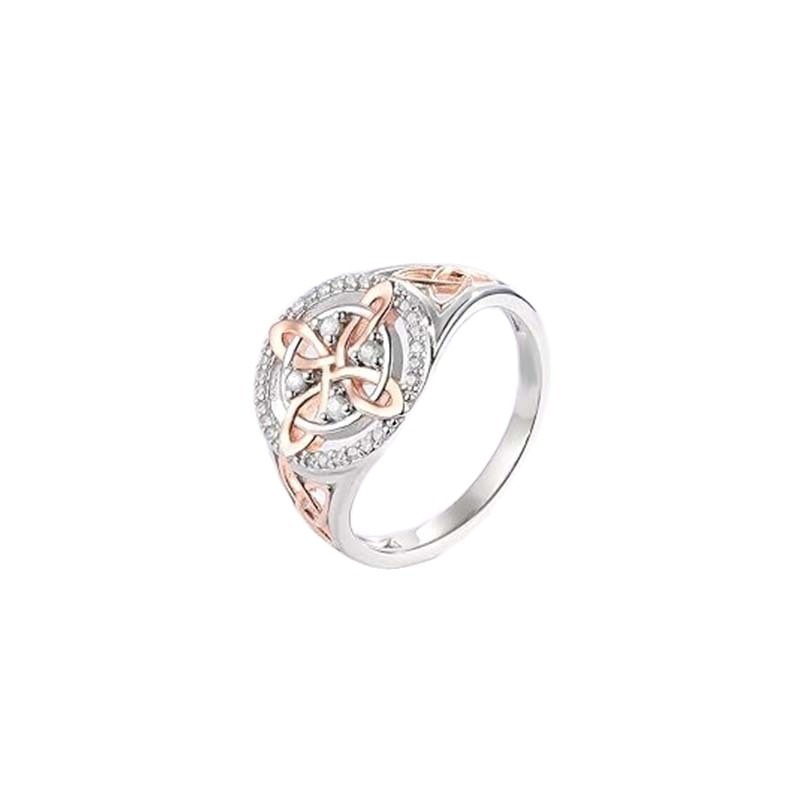 925 Silver Light Luxury Niche Two-Tone Witch Knot Full-Diamond Ring