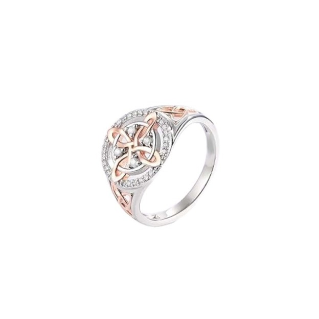 925 Silver Light Luxury Niche Two-Tone Witch Knot Full-Diamond Ring