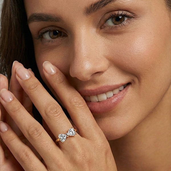 Heart Bow Ring 18K Gold-Plated Full-Diamond Light Luxury Band
