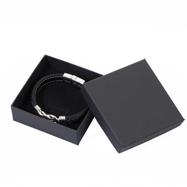 Magnetic Engraved Leather Bracelet Custom Greeting Card Gift