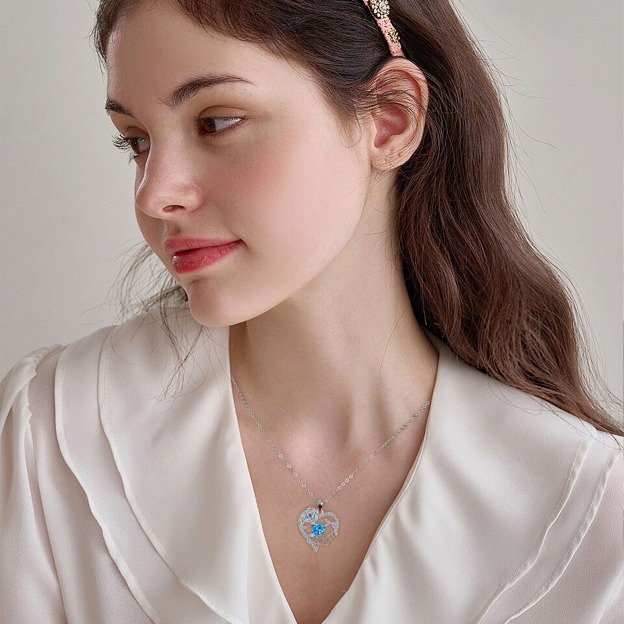 Heart Rose Mom Multi-Color Gem Necklace Light Luxury Memorial Choker