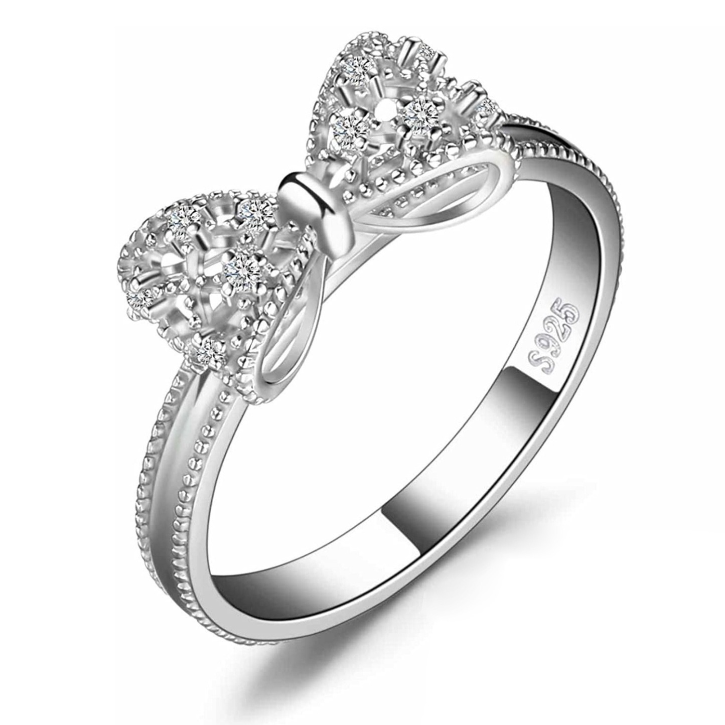 Sterling Silver Bow Ring with Pavé Stones | Elegant Sparkle for Everyday Wear