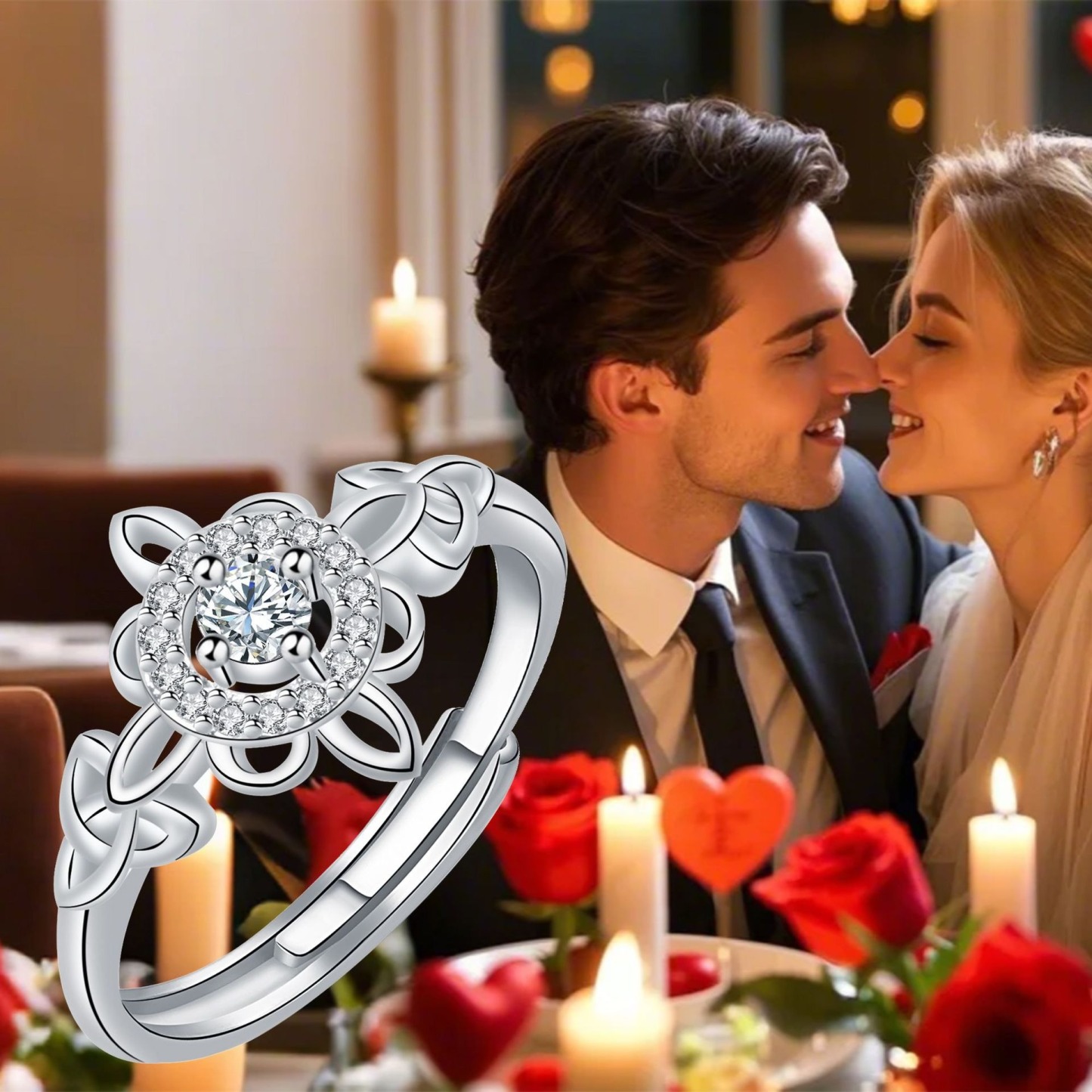 Celtic Witch Protection Sterling Silver Ring with Diamond Accents