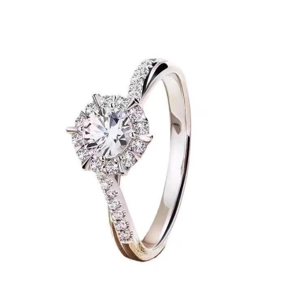 Twisted Band Solitaire Ring in Platinum Tone
