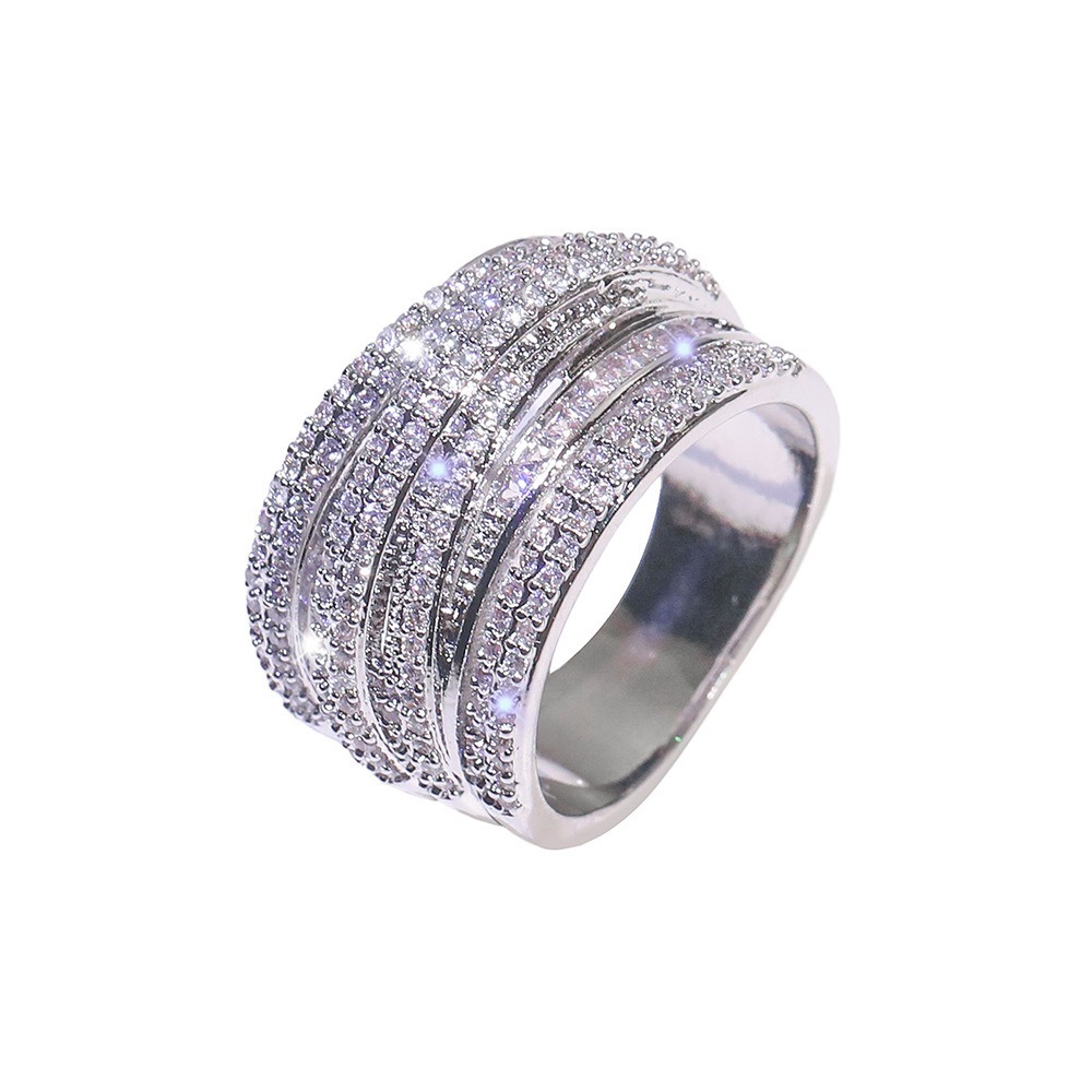 Multi-Layer CZ 925 Sterling Silver Ring – Modern Minimalist Sparkle Design