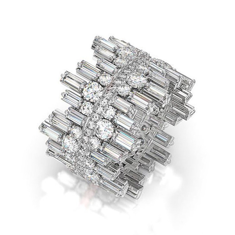 White Gold Geometric Diamond Ring