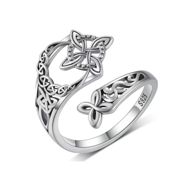 Witch’s Knot S925 Silver Celtic Knot Protection Ring｜Hollowed Tangled Mystic Guardian