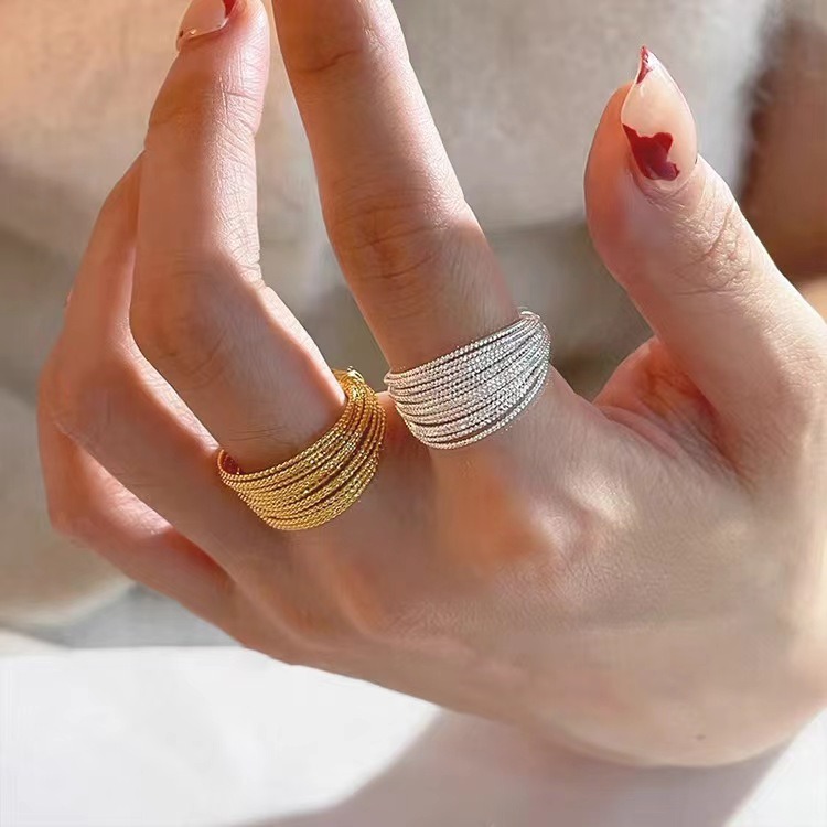 Woven Texture Band Gold/Silver Wide Weave Ring｜Vintage Texture for Daily Elegance