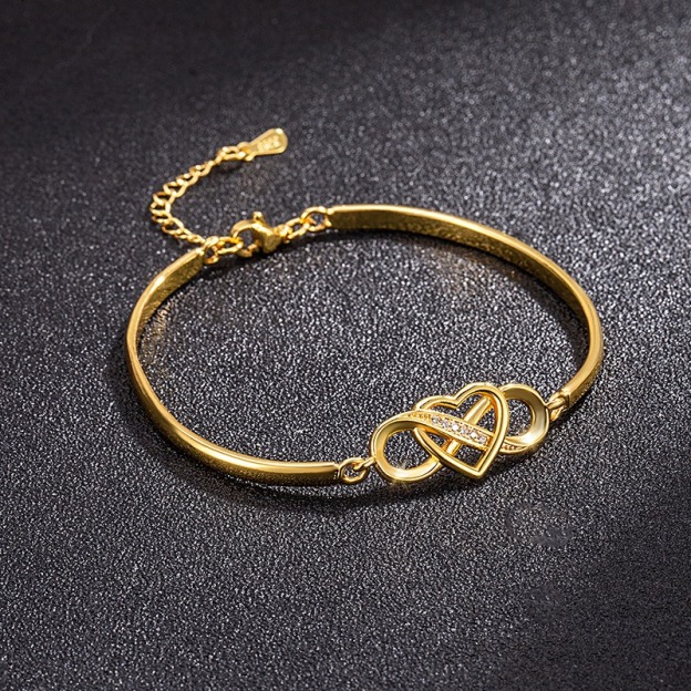 Infinite Heart Trio-Tone Infinity & Heart Bracelet