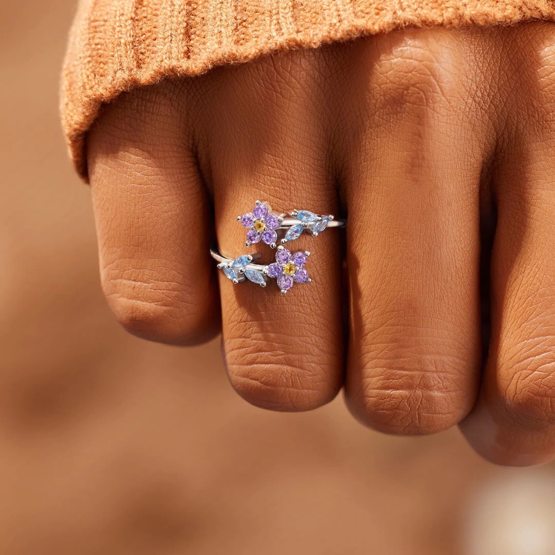 Forget-Me-Not Sparkle Two-Tone Zircon Ring