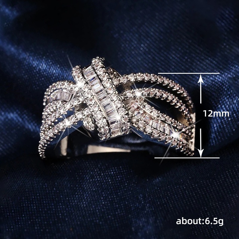 Luxury Intertwine S925 Sterling Silver Full Pavé Crisscross Ring