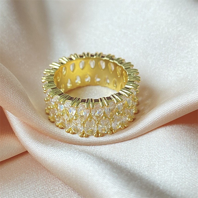 Luxury Diamond Flood Two-Tone Full Pavé Wide Band Ring